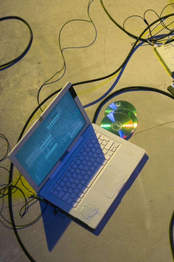 An image of a laptop( a top view), the laptop is turned on.